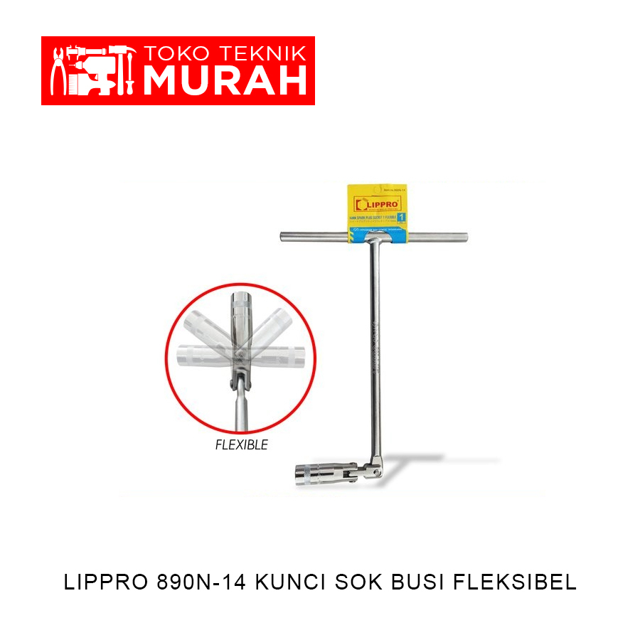 Lippro 890N-14 Kunci Sok Busi 14mm Fleksibel Socket T 14 mm
