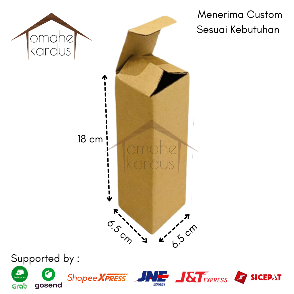 

kardus box polos baru bisa buat botol minim uk 6,5x6,5x18 cm