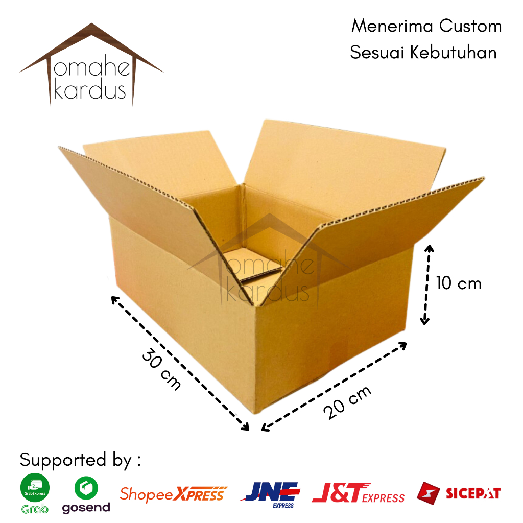 

kardus box singgle wall polos baru uk 30x20x10 cm