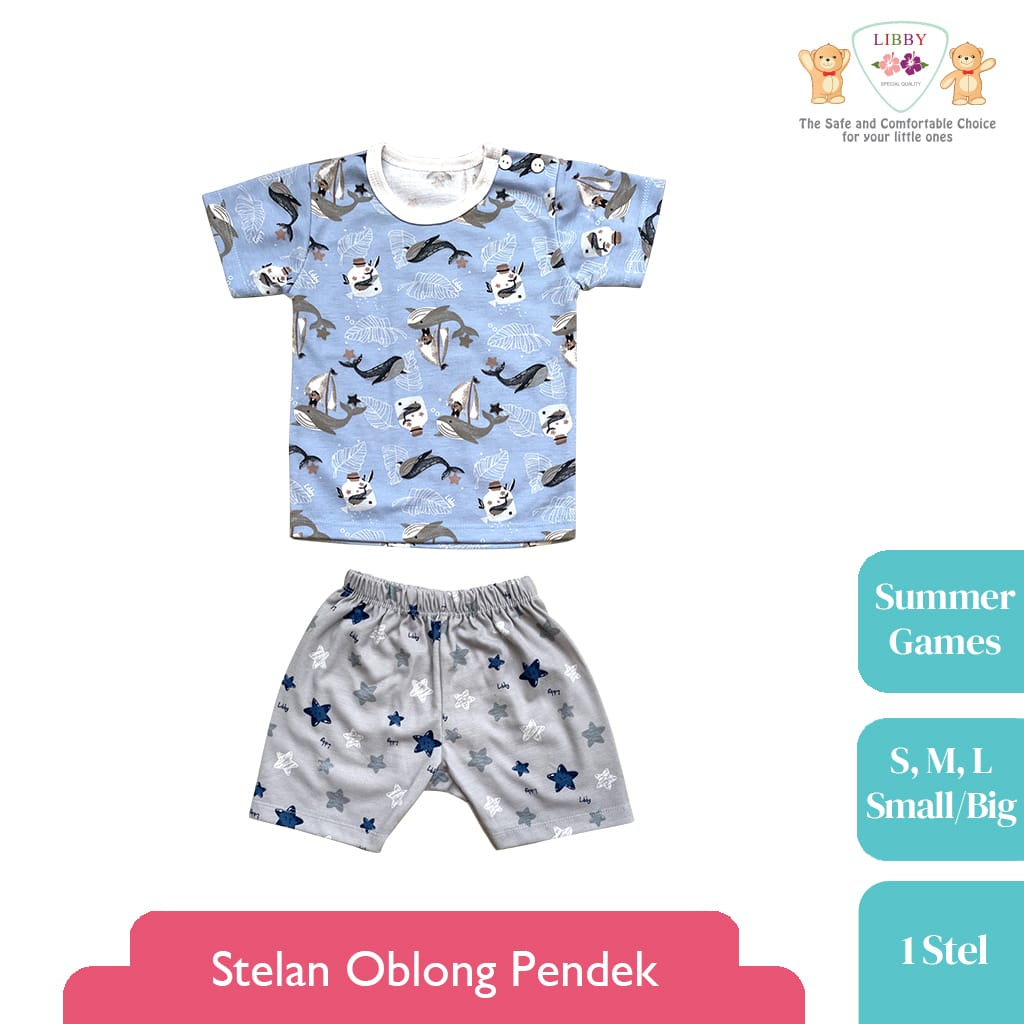 LIBBY Stelan Oblong Pendek Motif Summer Games (1 stel)