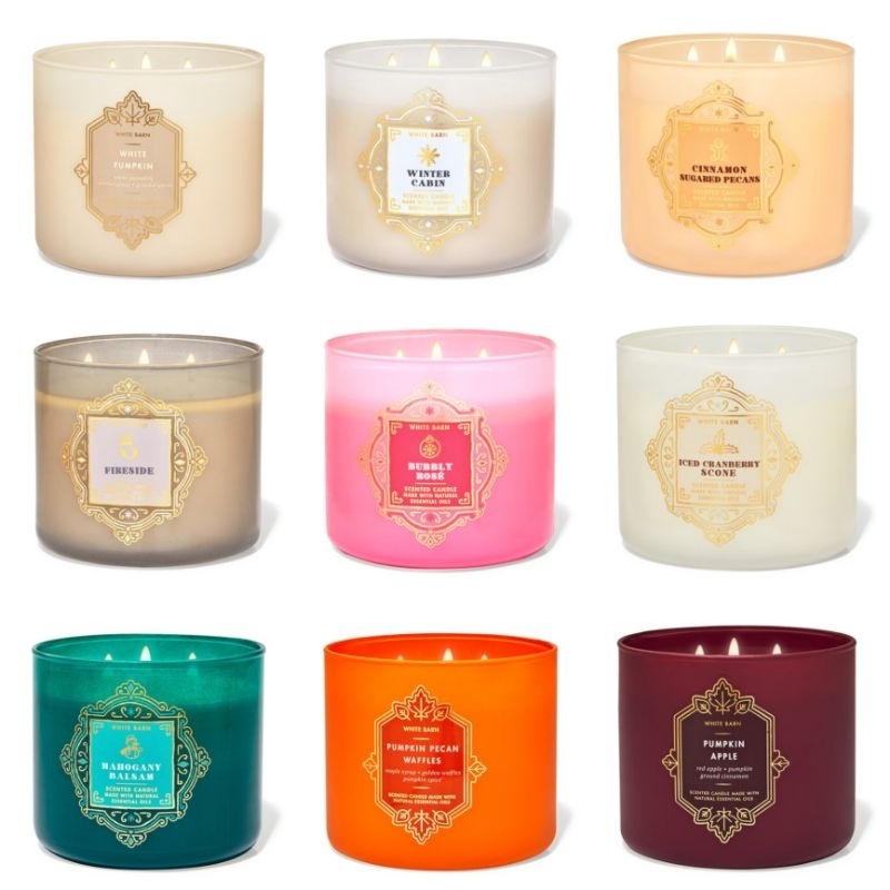 [RESTOCK!!] BBW CANDLE 3 WICKS - Pumpkin Carving/ Perfect Christmas/ Holiday Cheers/ Pumpkin Apple/ Spice Gingerbread/ Midnight Blue/ Cypress Amber/ Cinnamon Spiced Vanilla/ Bright Chirstmas/ Winter Cabin/ Fireside/ Dark Kiss/ Pumpkin Pecan Waffle