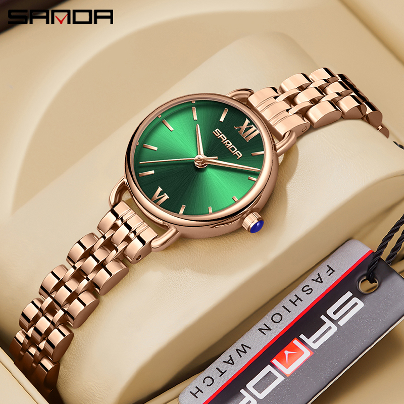 SANDA 1118 Jam Tangan Wanita Analog Retro Style Tali Stainless Rantai Quartz WATCHKITE WKOS