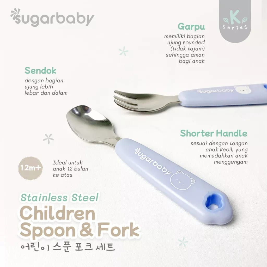 Sugar Baby Stainless Steel Children Spoon &amp; Fork Sendok Garpu Anak