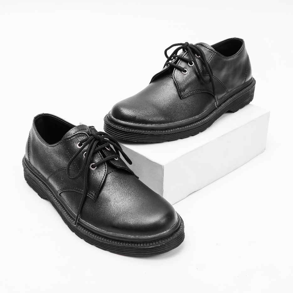 Sepatu Formal Casual Docmart Pria Santai Elegan Kondangan Kerja Kantor Kuliah Pantopel Oxford Original - Dayyan Black