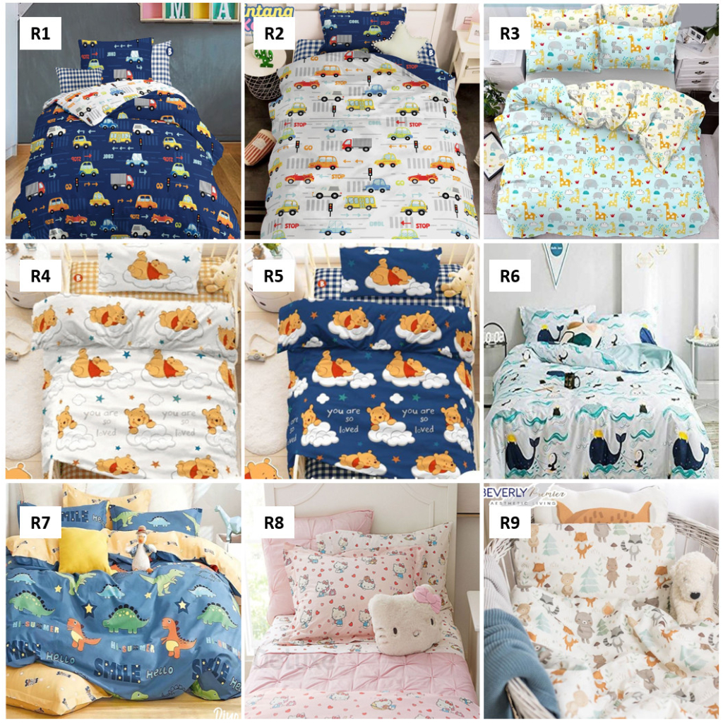 Sprei Katun ORIGINAL anti geser PREMIUM STAR ESRA - Motif Anak Karakter SPREI ANIMAL