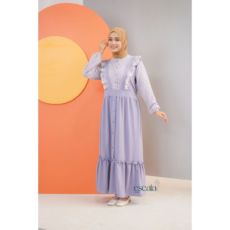 Gamis Kanaya crincle mix brokat/gamis lebaran/cod/gamis burkat remaja/gamis kondangan/gamis simpel