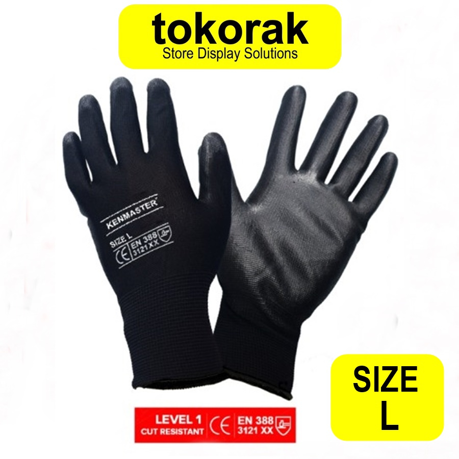 SARUNG TANGAN SAFETY PU KENMASTER GUNTER  GLOVE SARUNG TANGAN KERJA MEKANIK GRIP GT 3001 1001 SIZE L SARUNG TANGAN KERJA