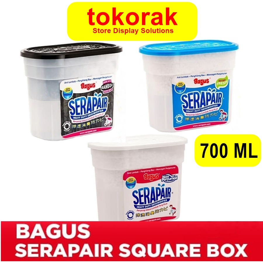 BAGUS SERAPAIR 700 ML SQUARE BOX SERAP AIR CHARCOAL EXTRA FRESH NON PERFUMED ANTI LEMBAB PENGHILANG BAU JAMUR