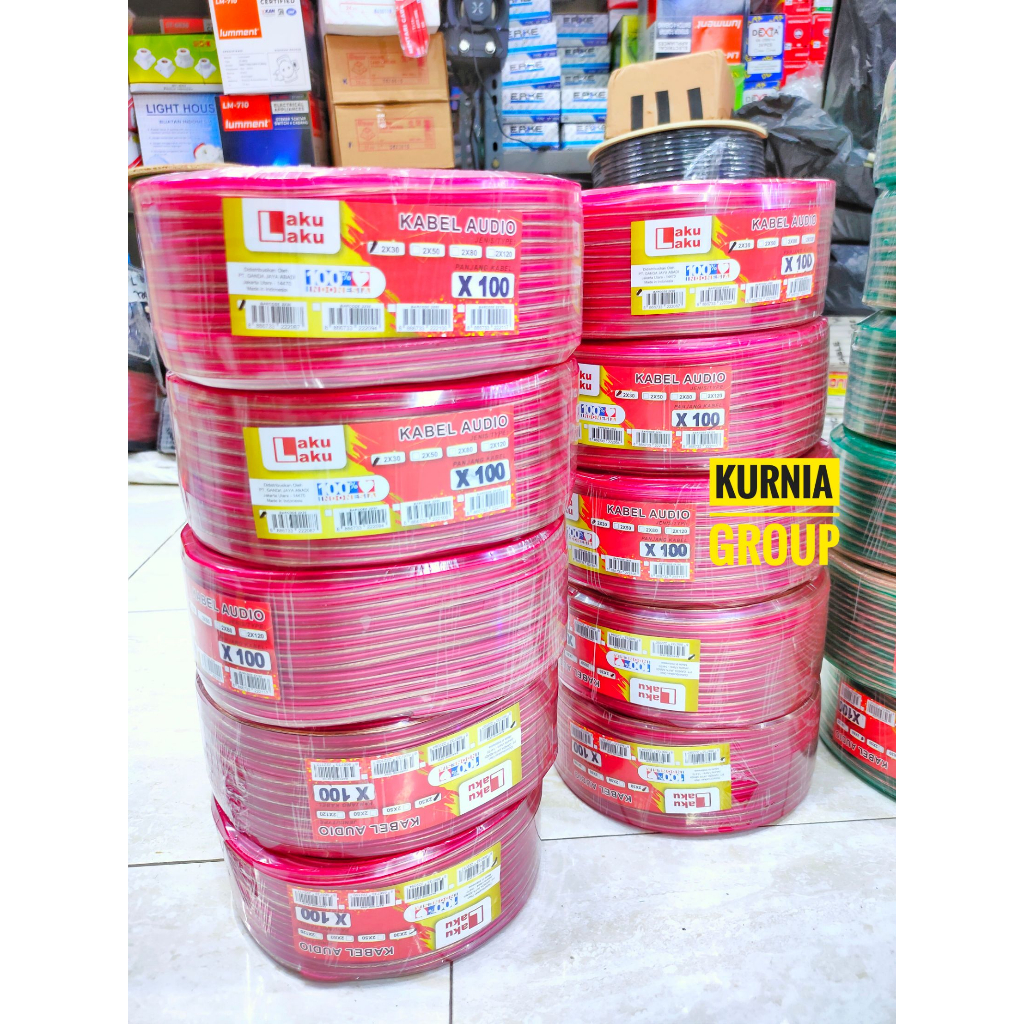 Kabel Transparan 2x80 Serabut Kuning Panjang 100Y 1Roll AUDIO Cable Speaker 2 x 80 Isi 100 Yard Kable Listrik Ringan Harga 1 Gulung Berkualitas Termurah