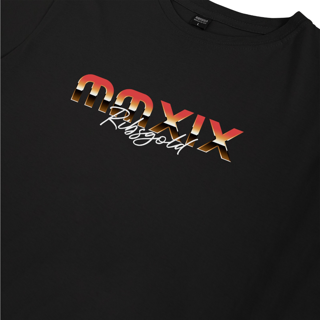 Ribsgold Kaos Distro Pria T Shirt SuperRad Tshirt T-shirt Lengan Pendek Katun Hitam GRH