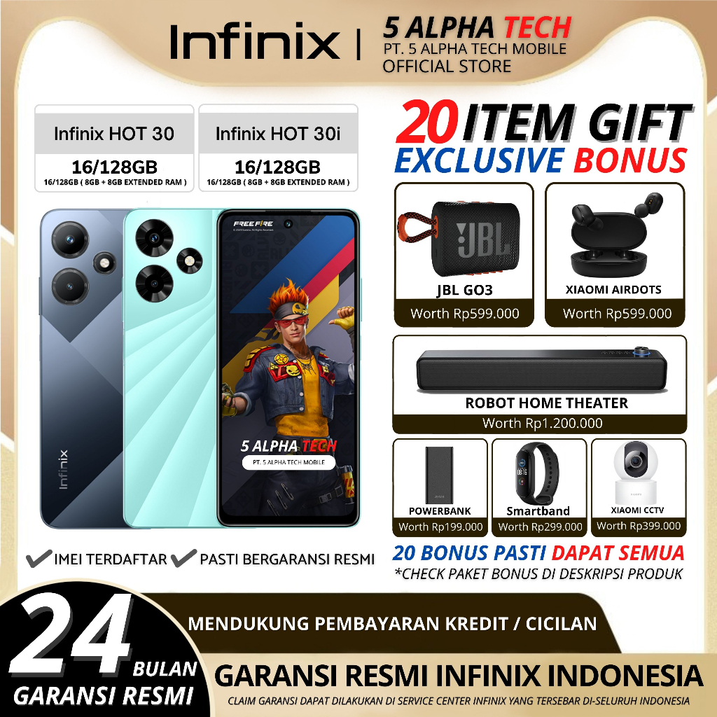 INFINIX HOT 30 | INFINIX HOT 30i 16/256GB (8GB + 8GB EXTENDED RAM) GARANSI RESMI INFINIX