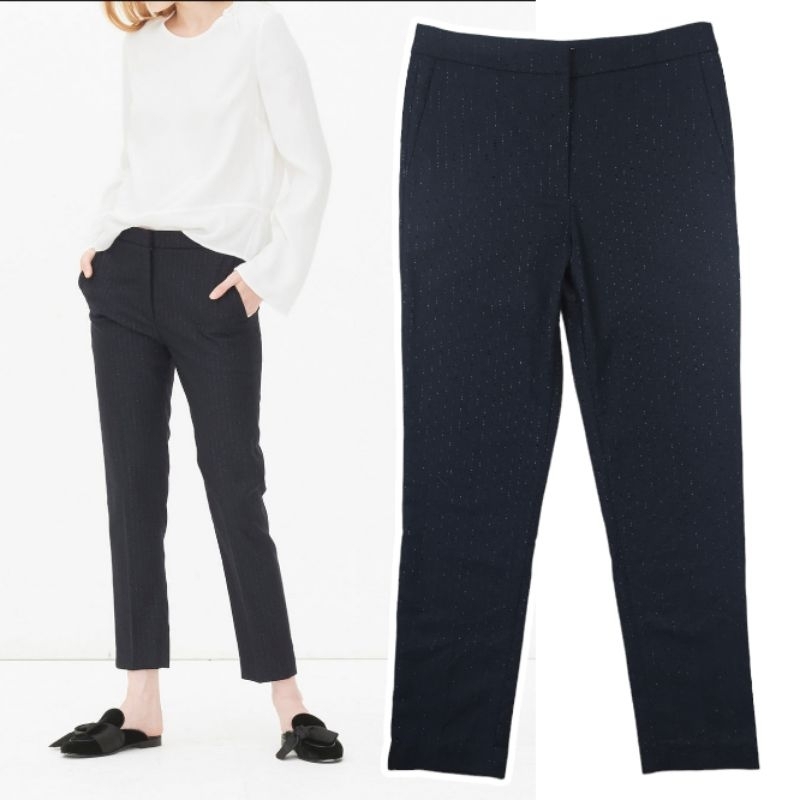 Sandro Pinstripe Navy Wool Trouser