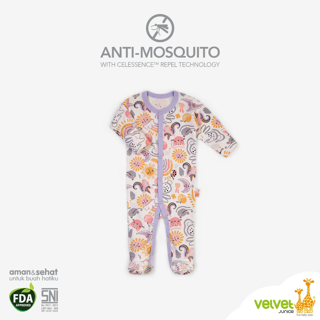 Velvet Junior Baju Kodok Anti Nyamuk Tutup Kaki - Dreamwear Baby Jumper Sleepsuit