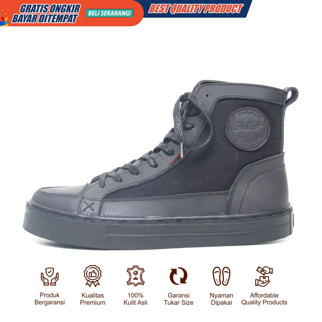 Bradleys Venom Black - Sepatu Kulit Boots Pria | Sepatu Casual Boots Pria Original Kulit Asli