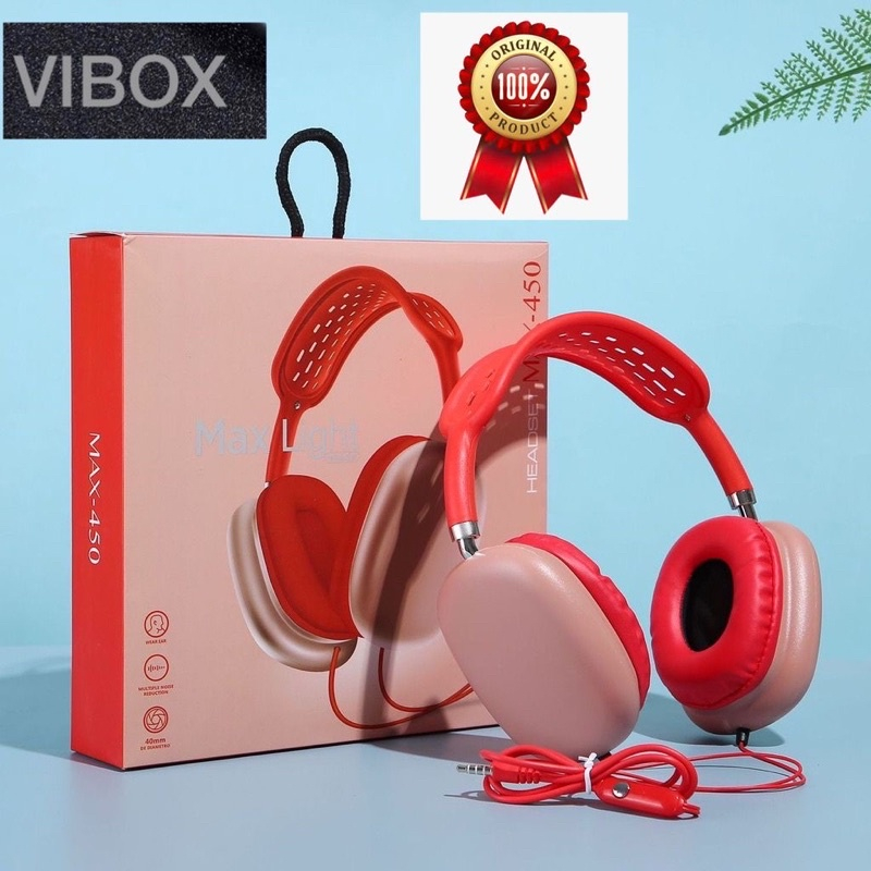 GROSIR HANDSFREE MACARON BANDO MAX 450 VIBOX EXTRABASS HEADPHONE BY SMOLL