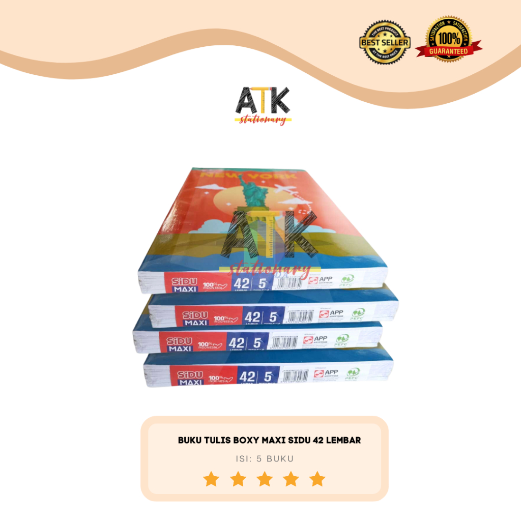 

Buku Tulis SIDU Maxi 42 Lembar 1 pack isi 5 buku boxy panjang atk