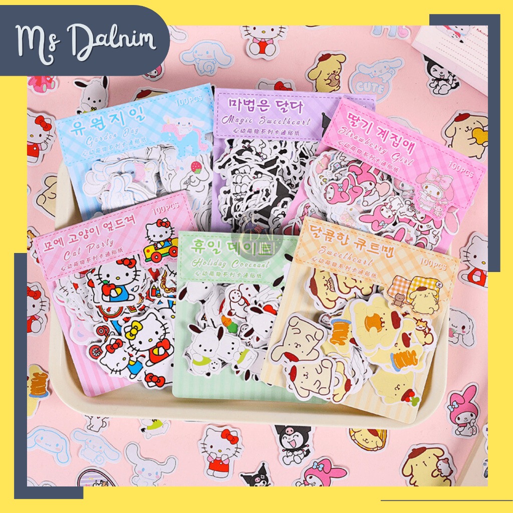 

Stiker 100 Lembar Pcs Pack Sanrio Premium Matte Aesthetic Lucu Korea Isi Banyak Cute Deco Sticker Laser Kuromi Cinnamoroll HK Dekorasi Journal Diary Bujo Photocard PC Holder Decor HP Kpop Cahol Kawaii DIY Planner Scrapbook Craft [ST166]