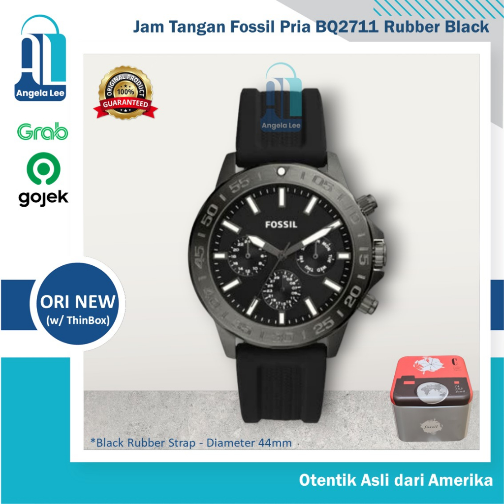 Jam Tangan Fossil BQ2711 Pria Original Otentik USA Rubber Black Authentic