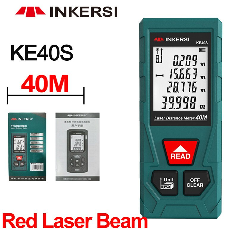 INKERSI Meteran Laser Digital Electronic Accuracy Ruler Infrared 40M - KE40S - Green