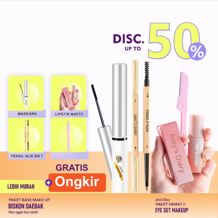 [PAKET HEMAT] Make Up 4 In 1 AMY'S DIARY Lipstik Maskara Pencukur Alis Eyebrow Waterproof