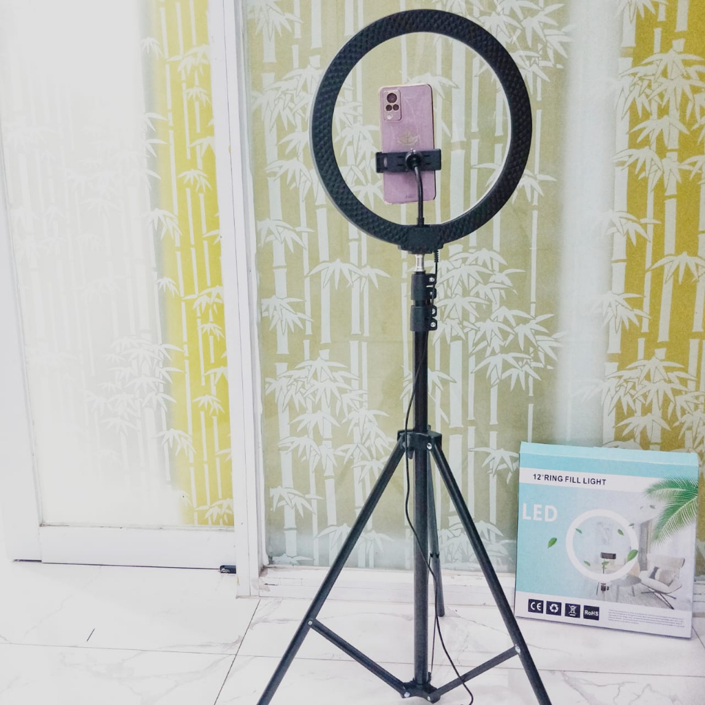 PROMO DX300 Ring Light LED 33CM VIBOX Lampu 33CM Make Up Lampu Ringlight + Tripod Full Besi Metal Premium 2.1m