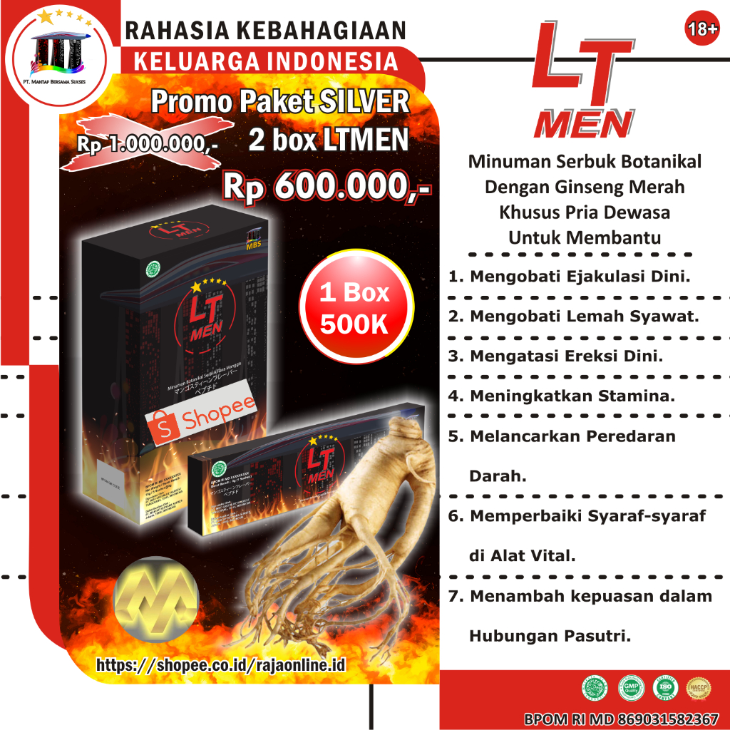 LT MEN Minuman Botanikal Serbuk Rasa Manggis LTMEN Khusus Pria Dewasa LONGTIME