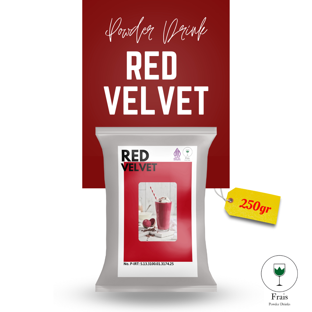 BUBUK MINUMAN RASA RED VELVET 250GR / SERBUK MINUMAN ANEKA RASA / BUBUK MINUMAN KEKINIAN / MINUMAN INSTAN / DRINKS POWDER / SERBUK MINUMAN BOBA