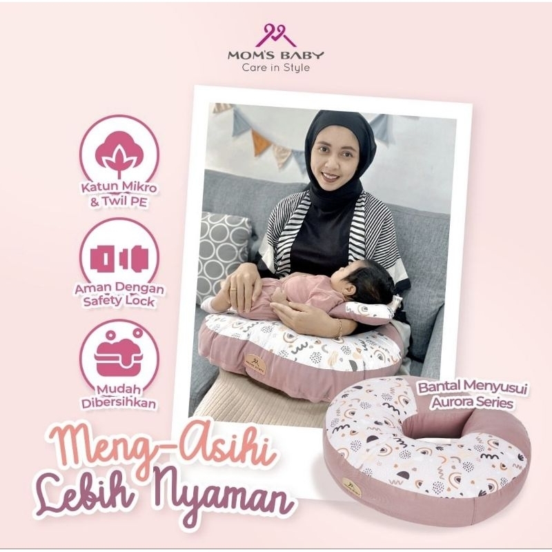 Mom's Baby Nursing Pillow Bantal Menyusui (Dengan Gasper) + Bantal Lengan Peang Aurora Series - MBB 2010