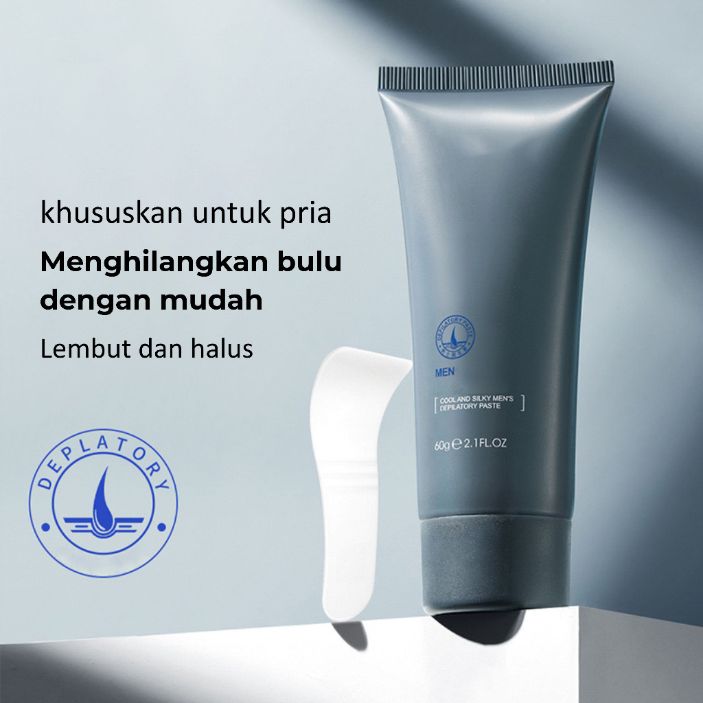 Cream Remover Hair Body Penghilang Perontok Bulu Kaki Rambut Pria 60g Free Spatula