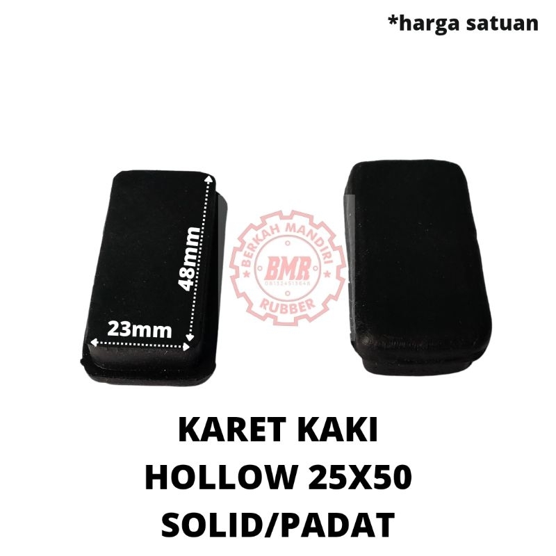 karet hollow 25x50 padat/karet kaki kursi/karet kaki meja besi hollow