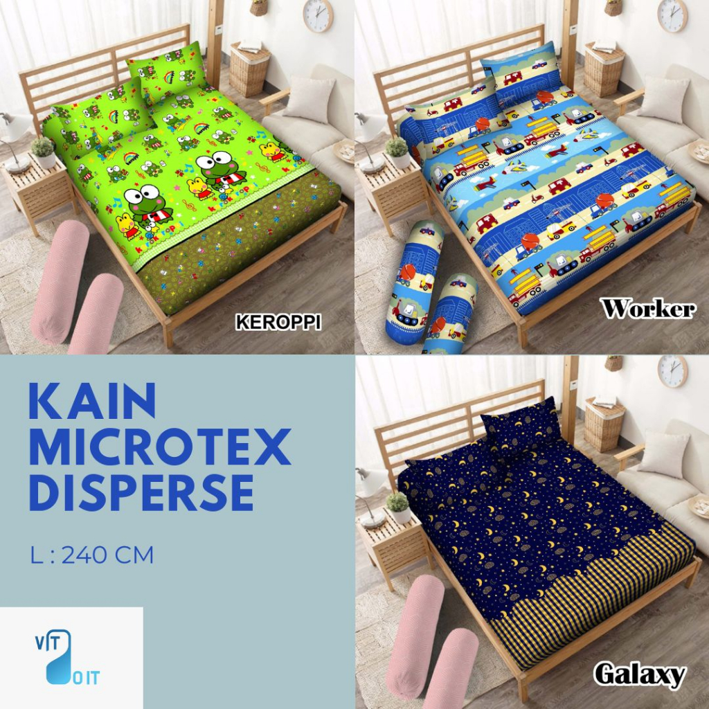 Kain Meteran Microtex Disperse Sprei Gorden Polymicro Motif Karakter Anak Doraemon Keroppi Keropi