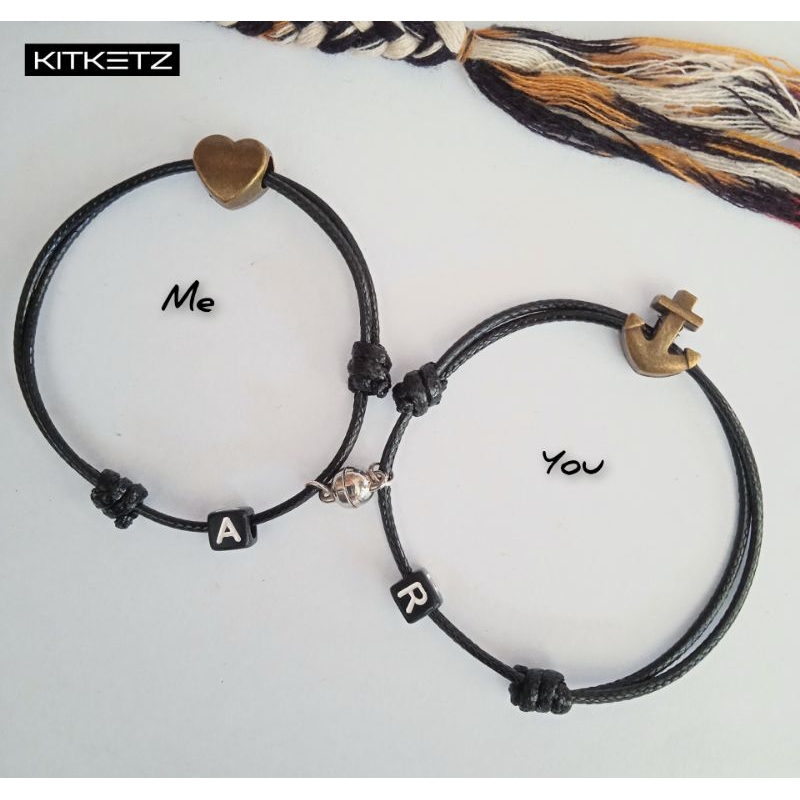 Gelang tali couple inisial&magnet
