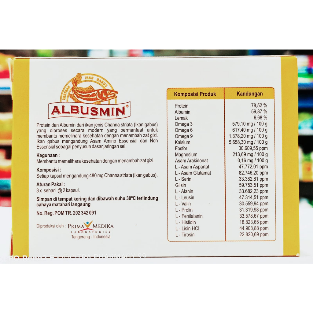 Albusmin 𝟏 𝐊𝐨𝐭𝐚𝐤 𝐈𝐬𝐢 𝟑𝟎 𝐊𝐚𝐩𝐬𝐮𝐥 - Suplemen Kesehatan dengan Ekstrak Ikan Gabus