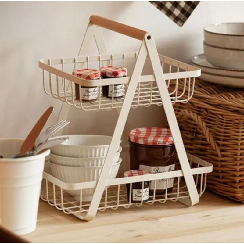 Keranjang Rak Dapur Serbaguna / Keranjang Buah Aesthetic / Keranjang Besi Rak besi