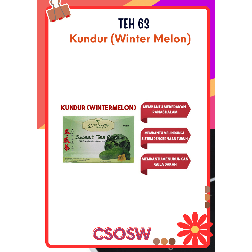 

Teh 63 Kundur (Winter Melon) Membantu Meredakan Panas Dalam