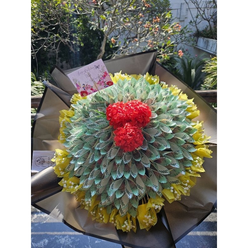 Jasa buket bunga money tart kue uang surabaya kategori premium