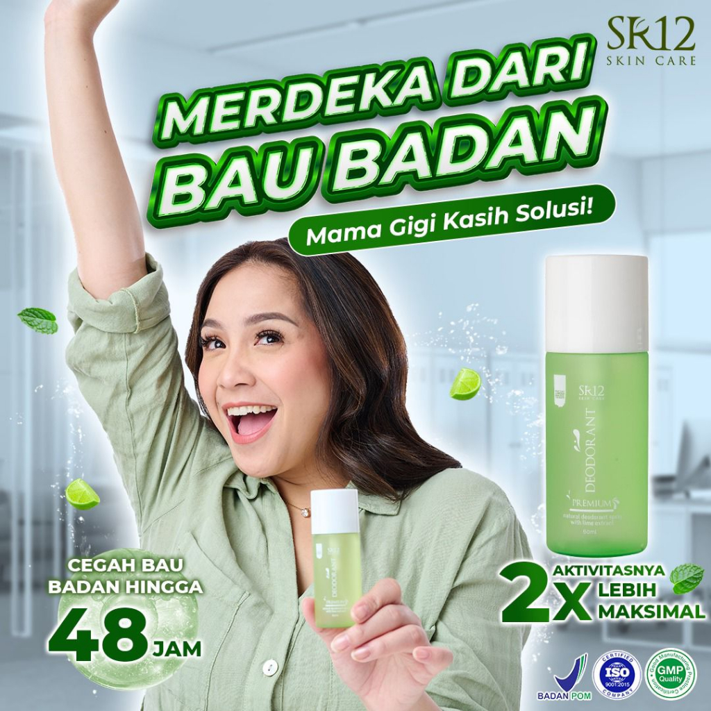 Deodorant Spray SR12 Herbal Ampuh atasi Bau Badan Keringat Berlebih Mencerahkan Ketiak BPOM 60 ml