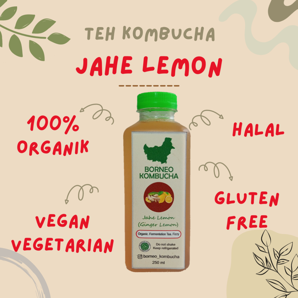 

BORNEO KOMBUCHA JAHE LEMON TEH PROBIOTIK ORGANIK HALAL 250 mL