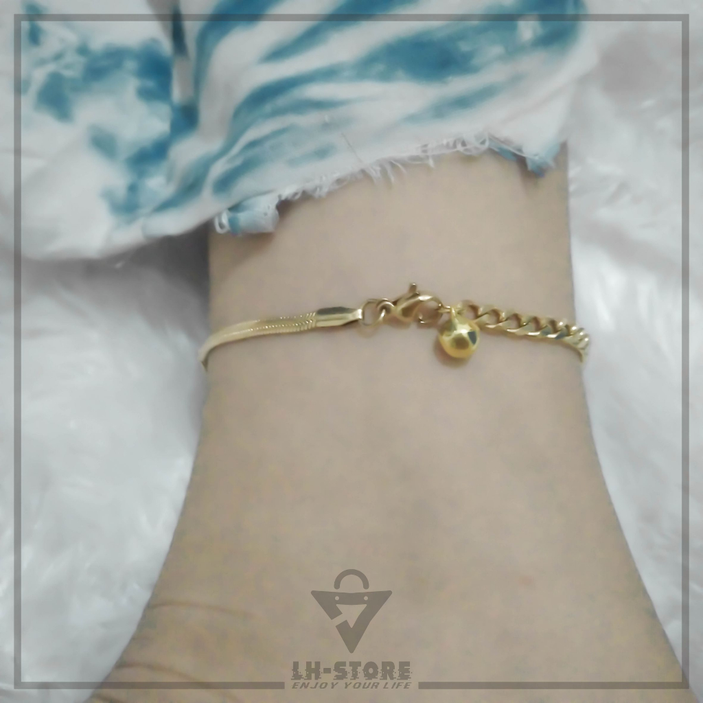 GELANG KAKI WANITA BAHAN TITANIUM STAINLEES STELL MODEL RANTAI BELUT GEPENG ANTI KARAT TIDAK LUNTUR