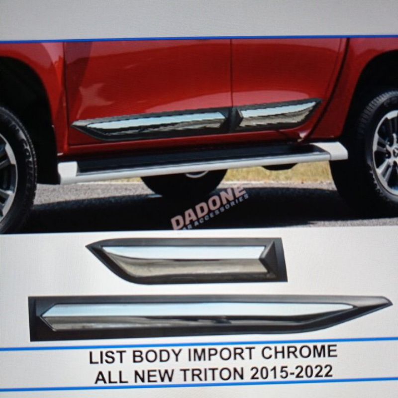 lis body bodi samping mobil Mitsubishi Triton 2015 sampai 2022 2021 2020 2019 2018 2017 2016 tempel