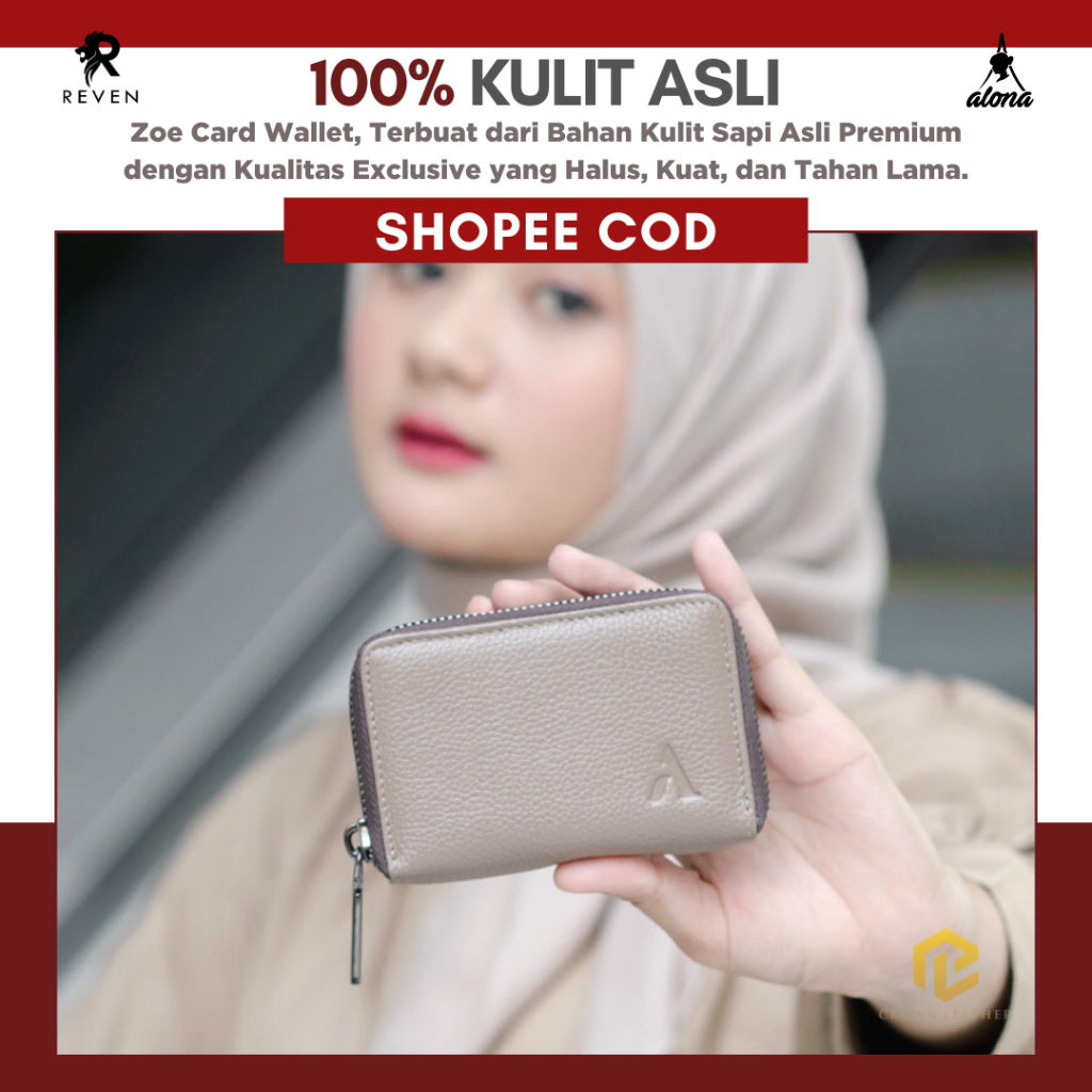 Dompet Kartu Wanita Terbaru Fashion Cewek Kekinian Bahan 100% Original Kulit Sapi Asli - ZOE CARD