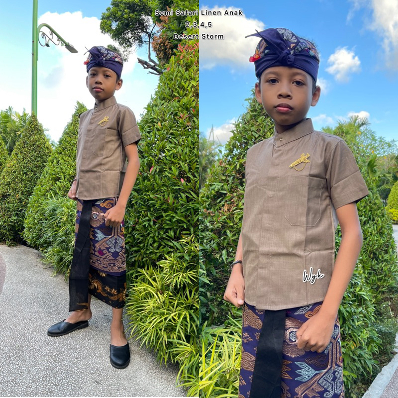 Baju Safari Linen Anak/Baju Saja/Kemeja Adat Anak