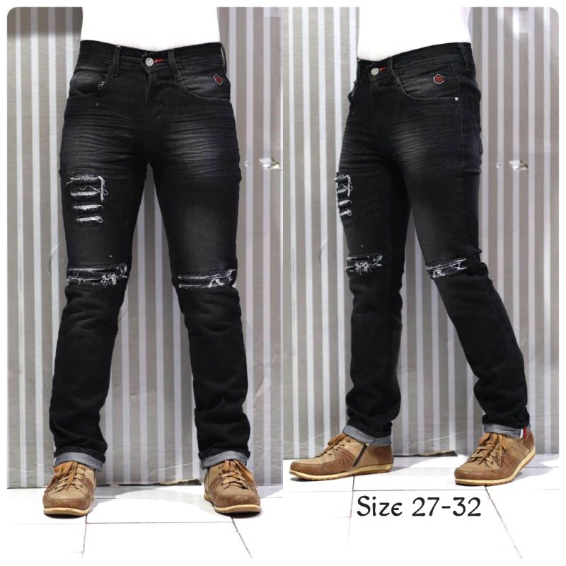 Celana Pria Jeans Ripped Sobek Puring Handmade