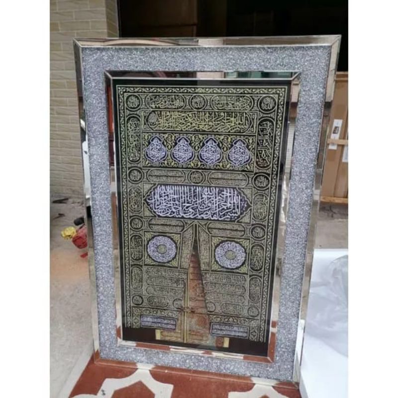 Pintu Kabah Kaligrafi Frame Diamond Luxury Ukuran 120cm x 80cm Hiasan Dinding Islami