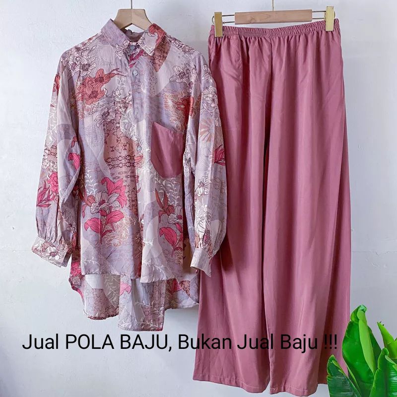 Pola Baju Setelan kemeja penguin dan celana kulot 039 untuk produksi setcel rayon