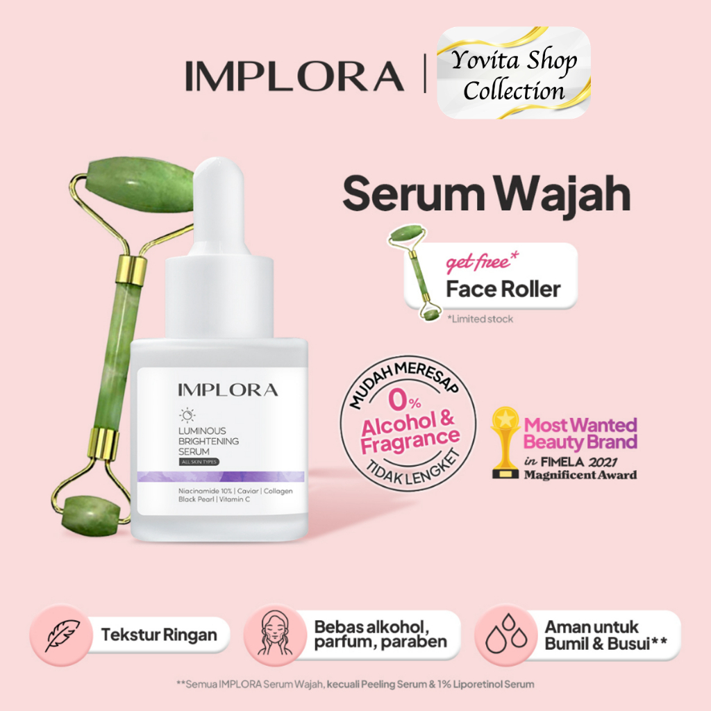 Serum Wajah Implora 20ml | Acne Serum | Brightening Serum | Hydrating Serum | Salmon DNA Serum