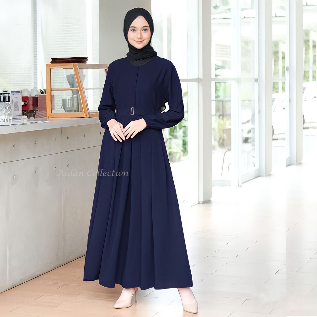 Gamis Monna Belt Itycrepe Premium Terbaru Kekinian Busui Friendly Jumbo Flowly