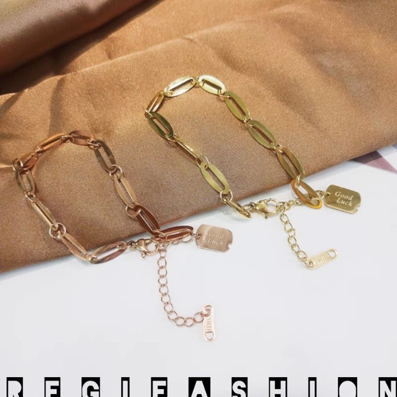 { COD } Gelang Rantai Titanium Good Luck Gelang Wanita Korea Kekinian Anti Karat Tidak Luntur