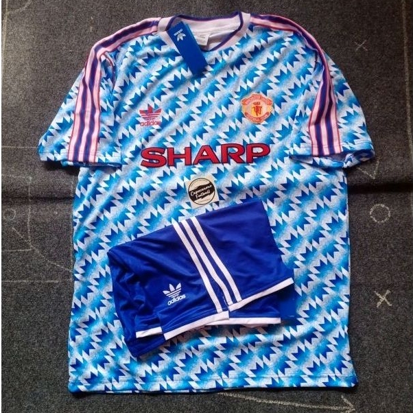 BAJU JERSEY MANCHESTER UNITED MU RETRO 1990 1991 1992 1993 90 91 92 93 AWAY CELANA BLOKECORE SKENA