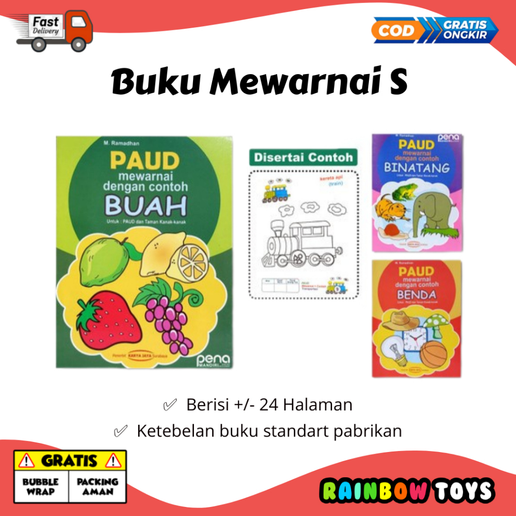 

Mainan Edukasi Buku Gambar Mewarnai Anak Colouring Book Karakter